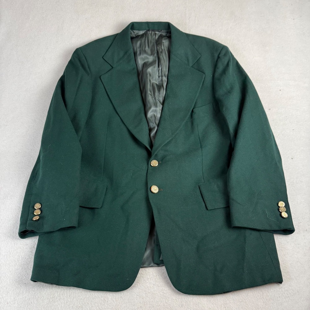 Vintage Mr Sid 100% Cashmere Blazer Forest Green Gold Crest Buttons 1975 Mens 42